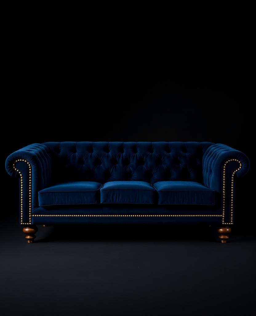 Cobalt Tufted Velvet Sofa